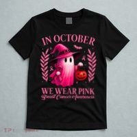 Breast Cancer Halloween Ghost Wear Pink In October T-Shirt thumb 5