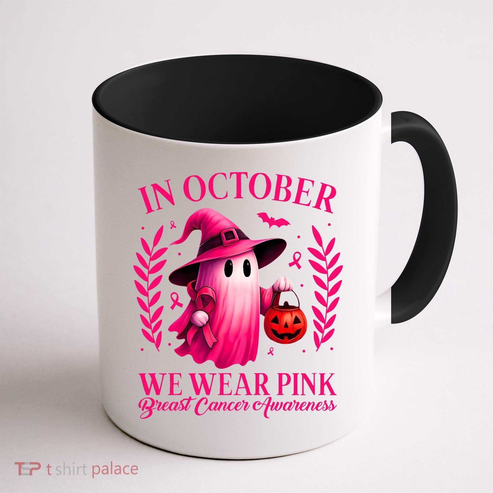 Breast Cancer Halloween Ghost Wear Pink In October Coffee Mug