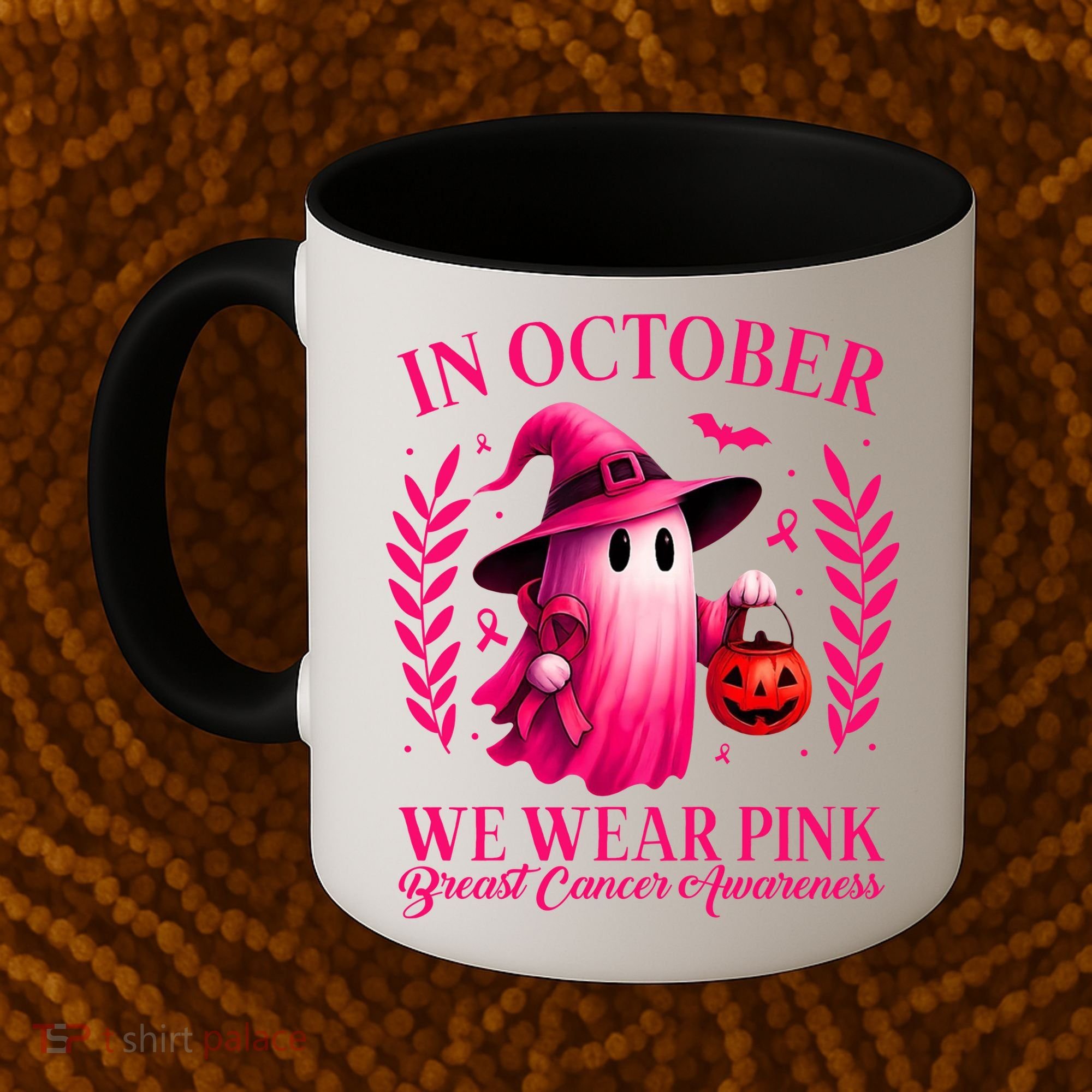 Breast Cancer Halloween Ghost Wear Pink In October Coffee Mug