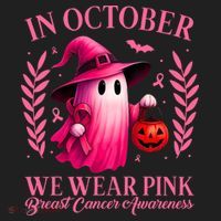 Breast Cancer Halloween Ghost Wear Pink In October Beanie thumb 2