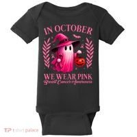 Breast Cancer Halloween Ghost Wear Pink In October Baby Bodysuit thumb 0