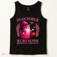 Breast Cancer Halloween Ghost Wear Pink In October Tank Top thumb 2