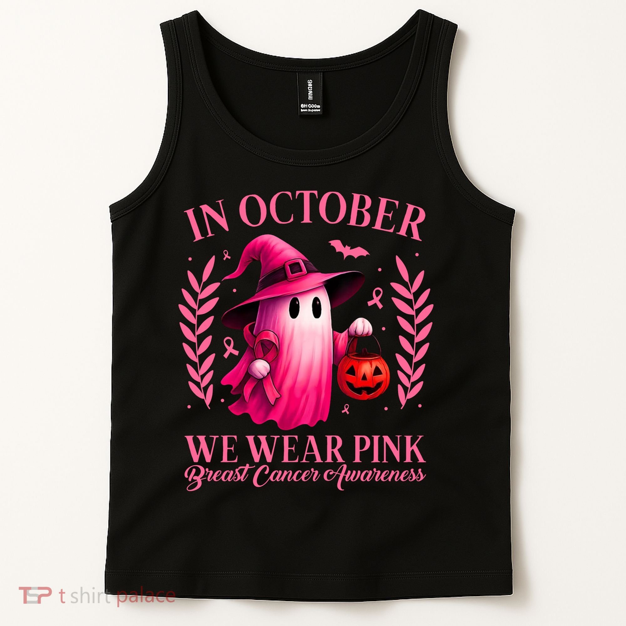 Breast Cancer Halloween Ghost Wear Pink In October Tank Top