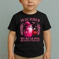 Breast Cancer Halloween Ghost Wear Pink In October Toddler T-Shirt thumb 2