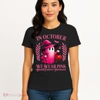 Breast Cancer Halloween Ghost Wear Pink In October Women's T-Shirt thumb 4