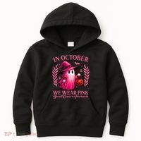 Breast Cancer Halloween Ghost Wear Pink In October Kids Hoodie thumb 0
