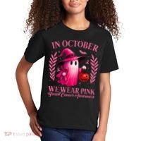 Breast Cancer Halloween Ghost Wear Pink In October Kids T-Shirt thumb 2