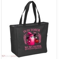 Breast Cancer Halloween Ghost Wear Pink In October Tote Bag thumb 2