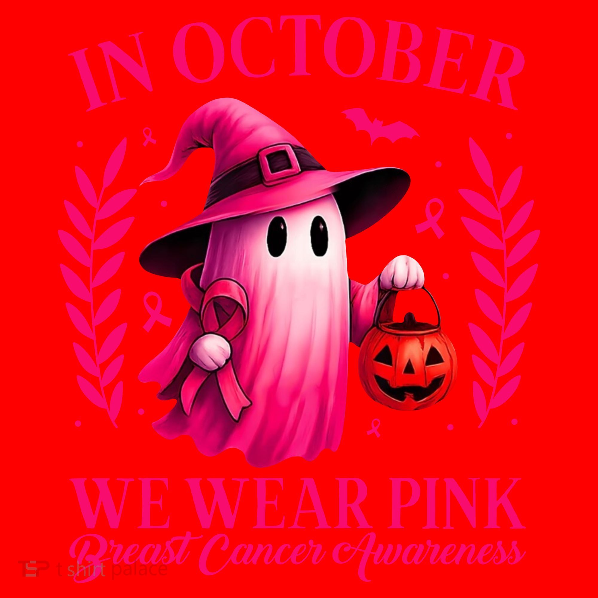 Breast Cancer Halloween Ghost Wear Pink In October Santa Hat