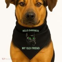 Black Cat Hello Darkness My Old Friend USA-Made Doggie Bandana thumb 1