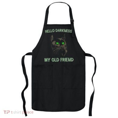Black Cat Hello Darkness My Old Friend Apron
