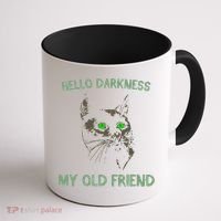 Black Cat Hello Darkness My Old Friend Coffee Mug thumb 1