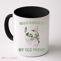 Black Cat Hello Darkness My Old Friend Coffee Mug thumb 0