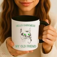 Black Cat Hello Darkness My Old Friend Coffee Mug thumb 3