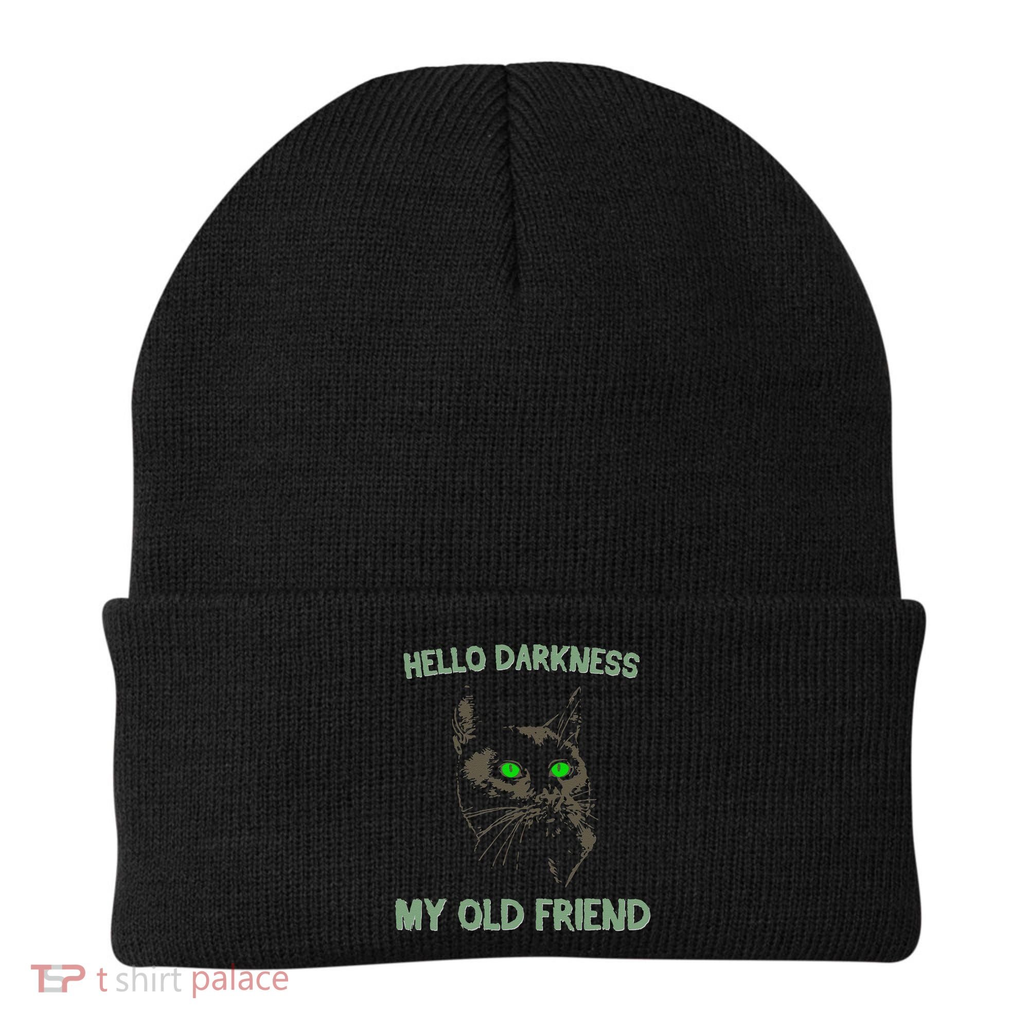 Black Cat Hello Darkness My Old Friend Beanie