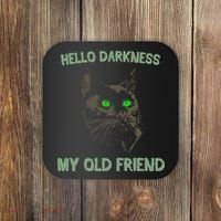 Black Cat Hello Darkness My Old Friend Coaster thumb 0