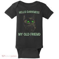 Black Cat Hello Darkness My Old Friend Baby Bodysuit thumb 0