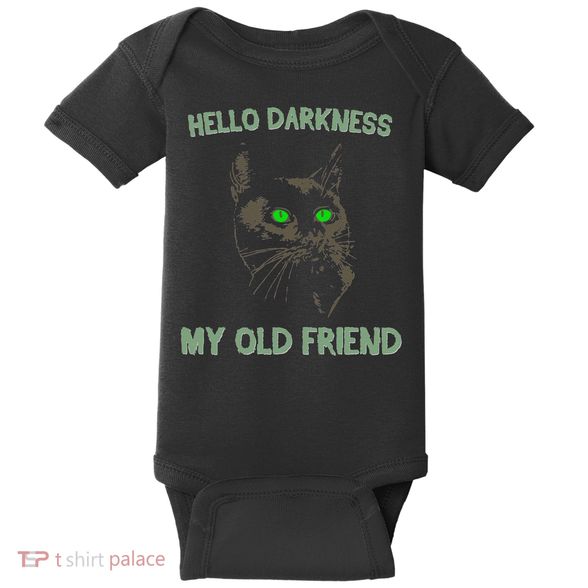Black Cat Hello Darkness My Old Friend Baby Bodysuit