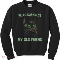 Black Cat Hello Darkness My Old Friend Kids Sweatshirt thumb 0