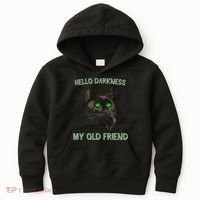 Black Cat Hello Darkness My Old Friend Kids Hoodie thumb 0