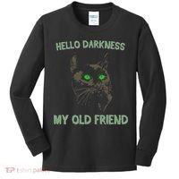 Black Cat Hello Darkness My Old Friend Kids Long Sleeve Shirt thumb 0