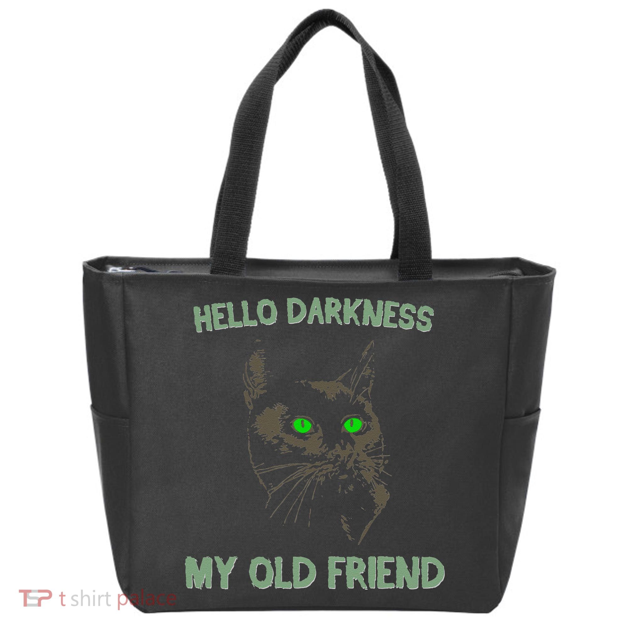 Black Cat Hello Darkness My Old Friend Tote Bag