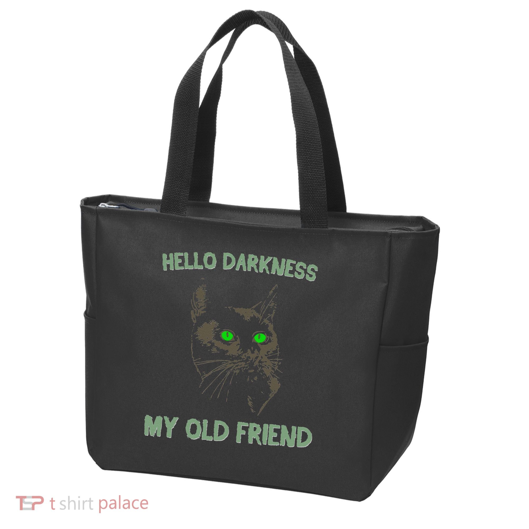 Black Cat Hello Darkness My Old Friend Tote Bag