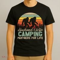 Bigfoot Camping Husband And Wife Partners For Life Gift T-Shirt thumb 3