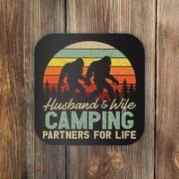 Bigfoot Camping Husband And Wife Partners For Life Gift Coaster thumb 0