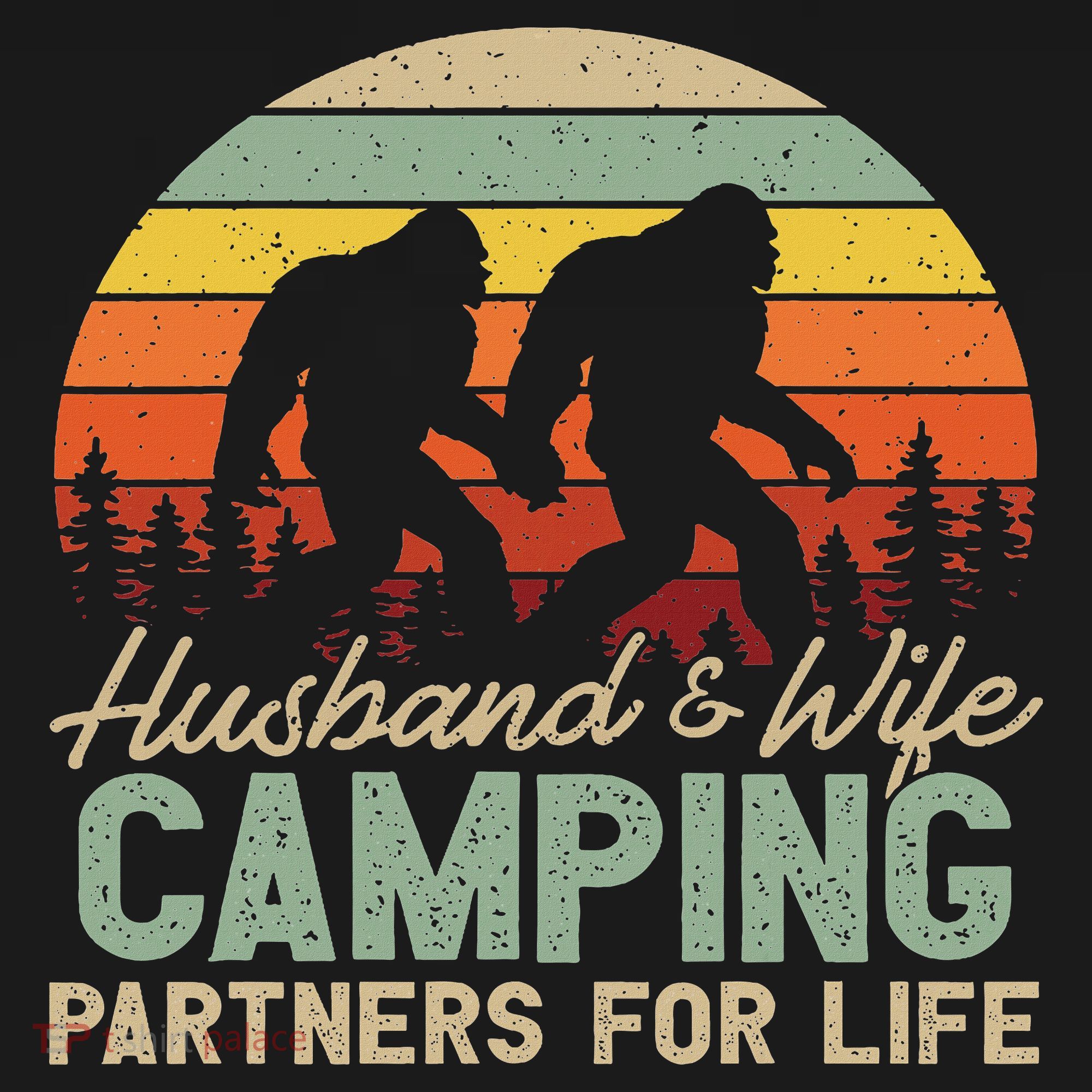 Bigfoot Camping Husband And Wife Partners For Life Gift Polo