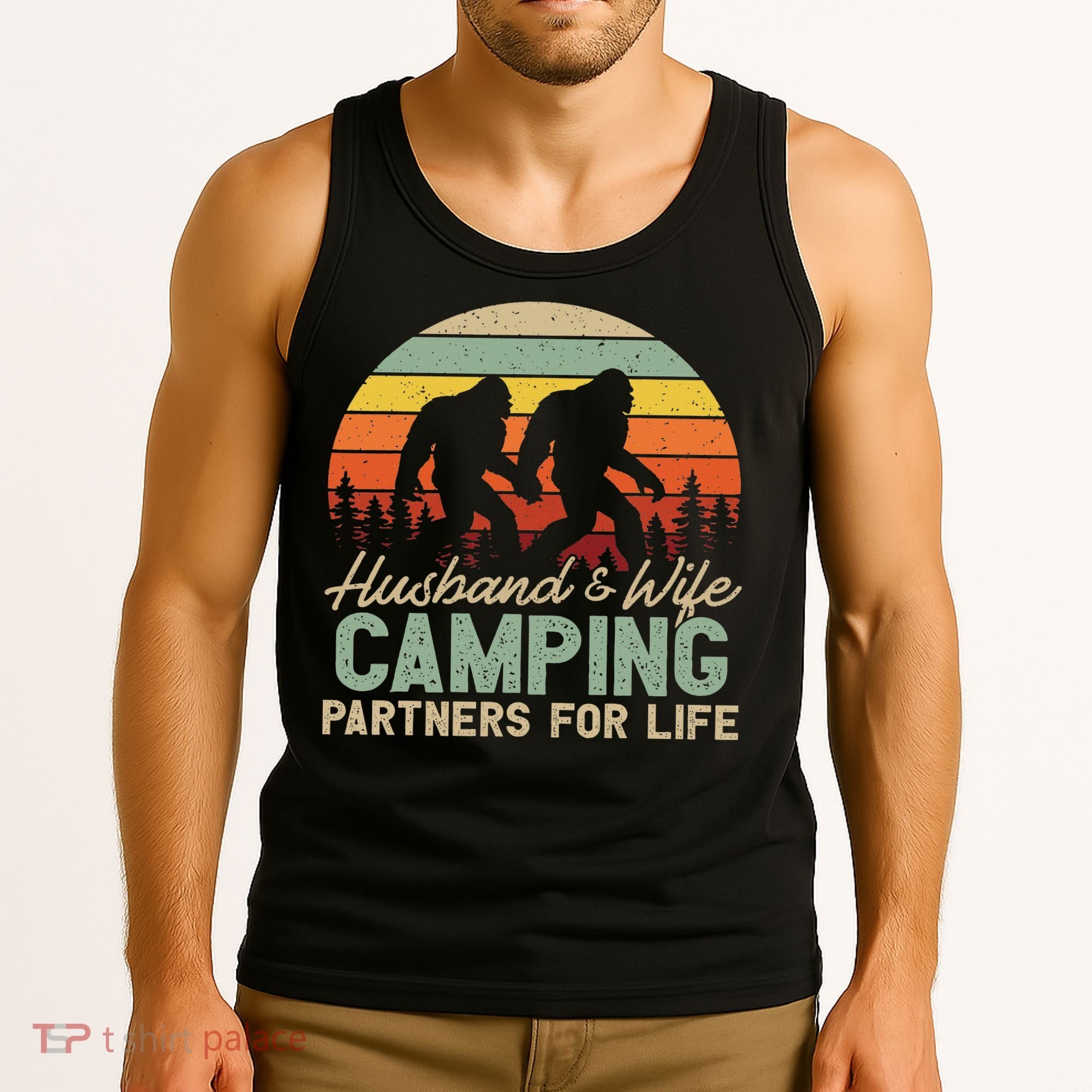 Bigfoot Camping Husband And Wife Partners For Life Gift Tank Top