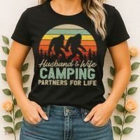 Bigfoot Camping Husband And Wife Partners For Life Gift Women's T-Shirt thumb 2
