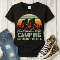 Bigfoot Camping Husband And Wife Partners For Life Gift Women's T-Shirt thumb 3