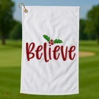 Believe Christmas Holiday Golf Towel thumb 1