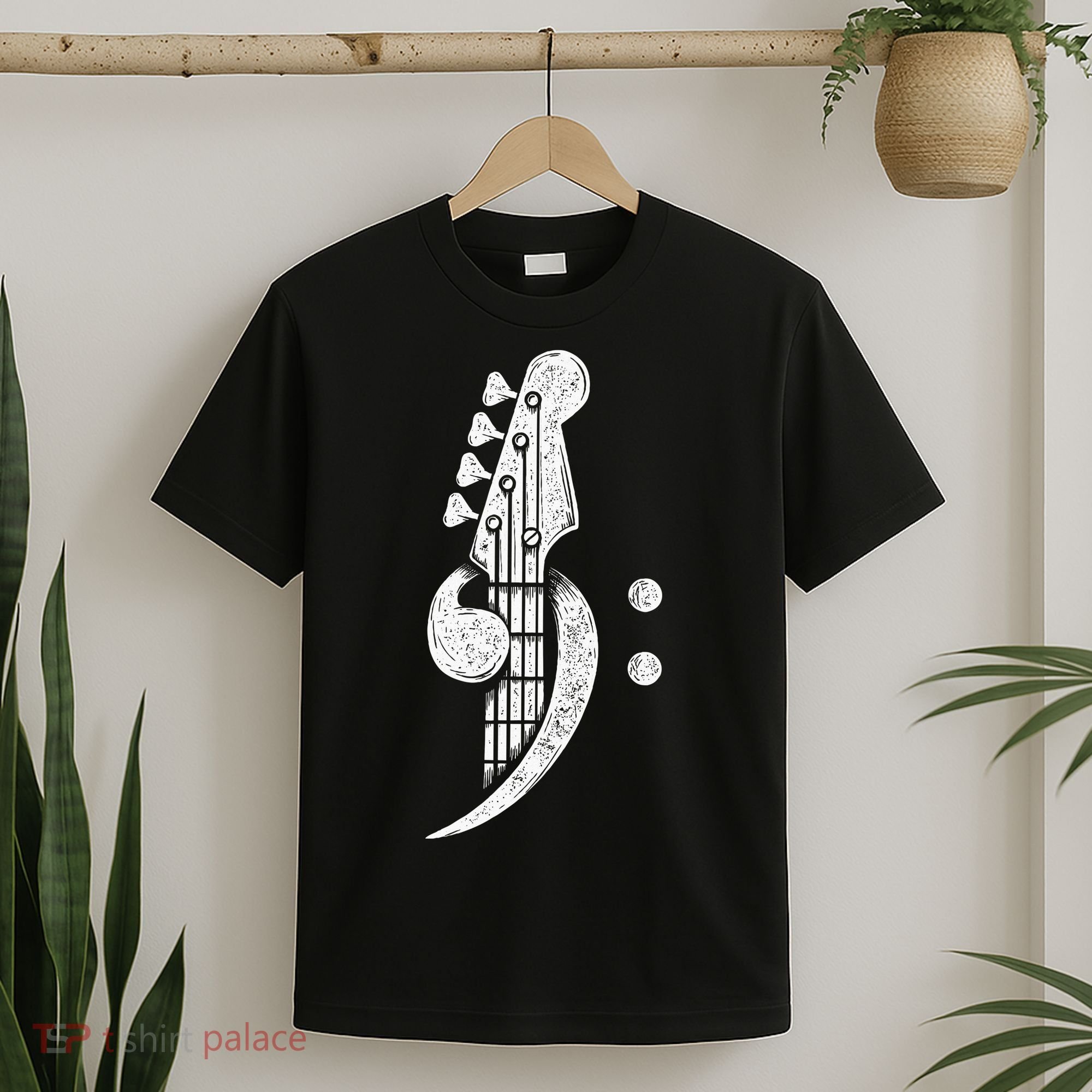 Bass Cleff Headstock Bassist Bass Guitar Musician T-Shirt