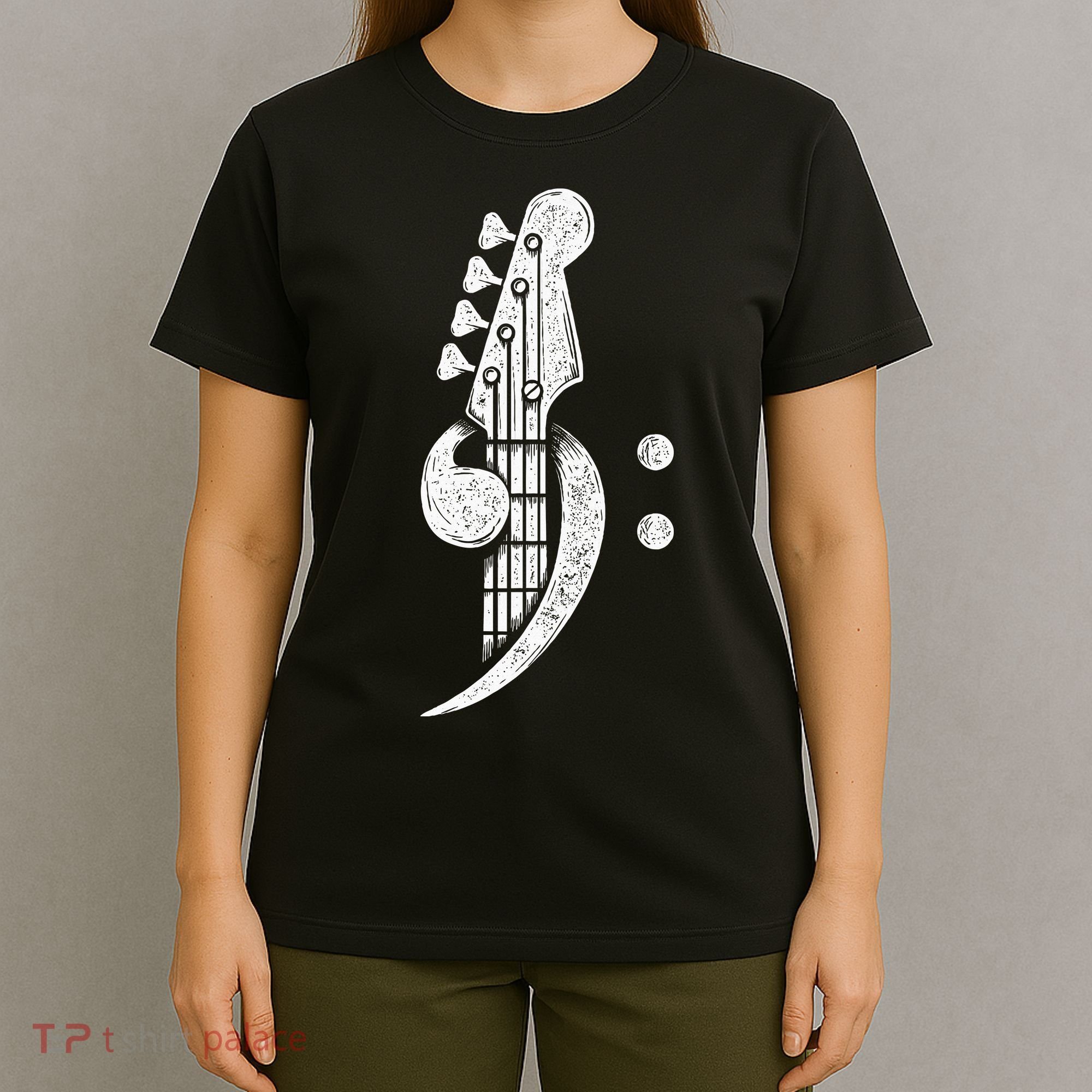 Bass Cleff Headstock Bassist Bass Guitar Musician T-Shirt