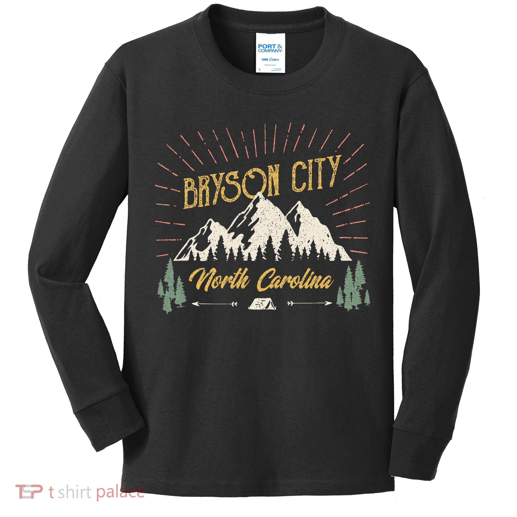 Bryson City Hiking North Carolina Kids Long Sleeve Shirt