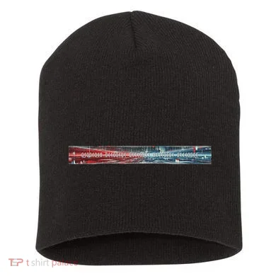 Binary Code Hidden Message Short Acrylic Beanie