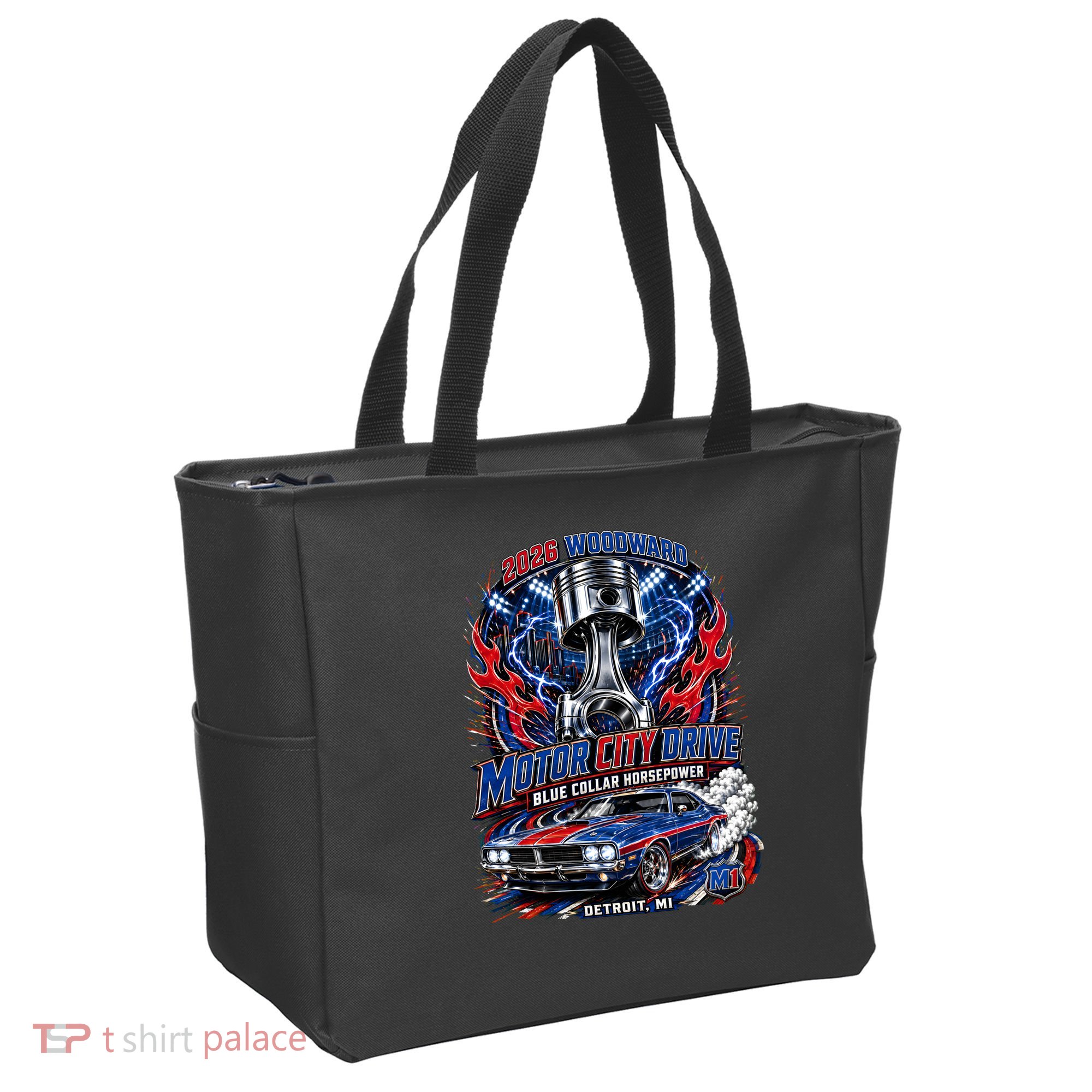 Blue Collar Horsepower M1 Car Cruise Motor City Drive Woodward Ave Tote Bag