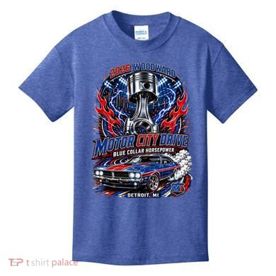 Blue Collar Horsepower M1 Car Cruise Motor City Drive Woodward Ave Kids T-Shirt