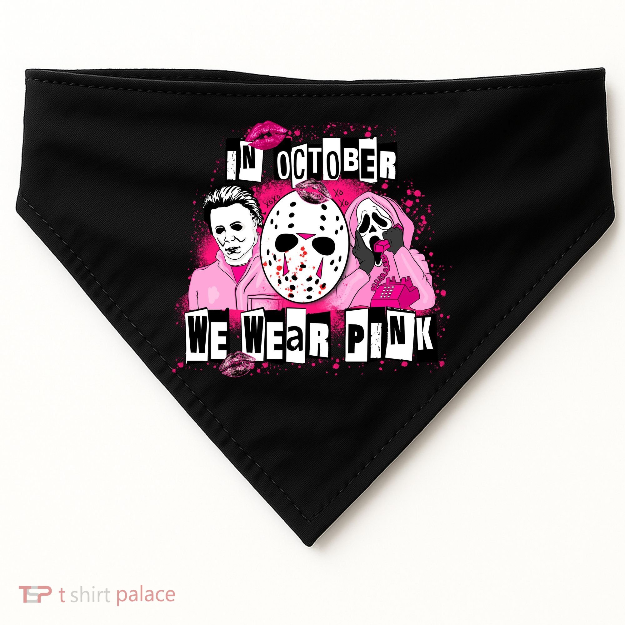 Breast Cancer Horror Movie Characters Halloween USA-Made Doggie Bandana