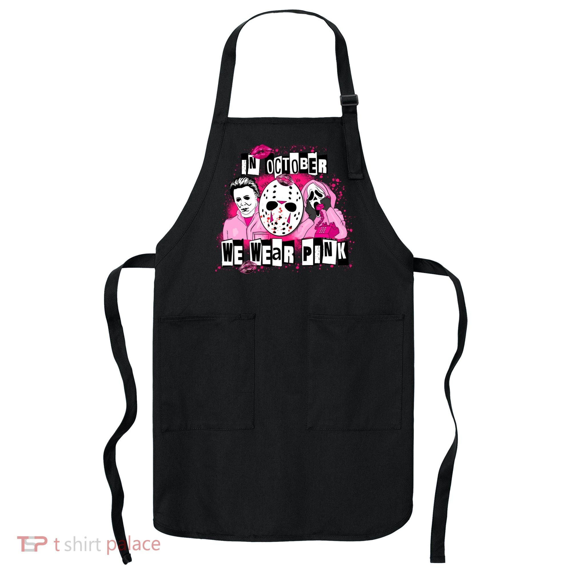 Breast Cancer Horror Movie Characters Halloween Apron