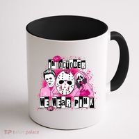 Breast Cancer Horror Movie Characters Halloween Coffee Mug thumb 1
