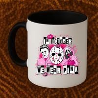 Breast Cancer Horror Movie Characters Halloween Coffee Mug thumb 2