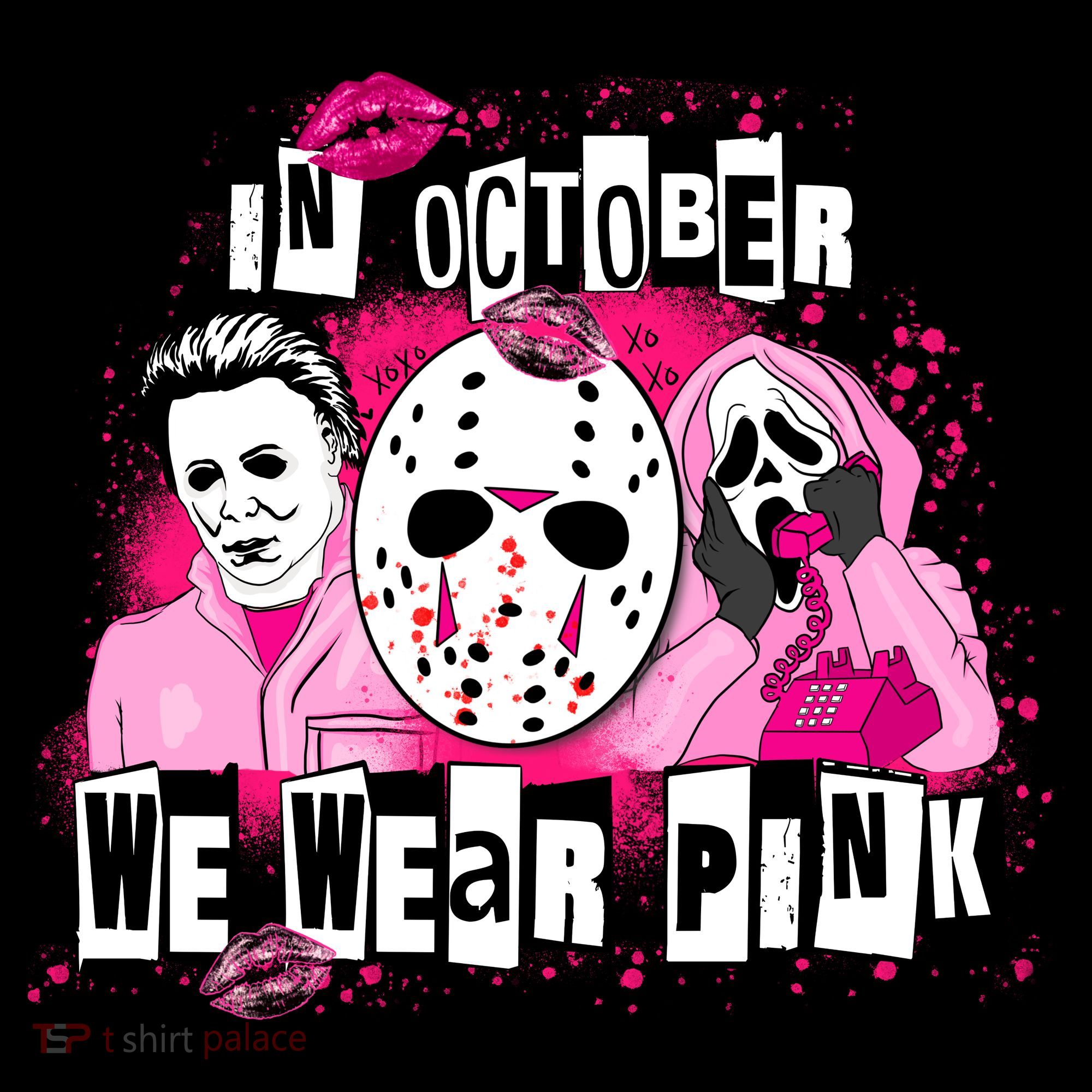 Breast Cancer Horror Movie Characters Halloween Coffee Mug