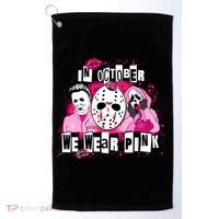 Breast Cancer Horror Movie Characters Halloween Golf Towel thumb 0