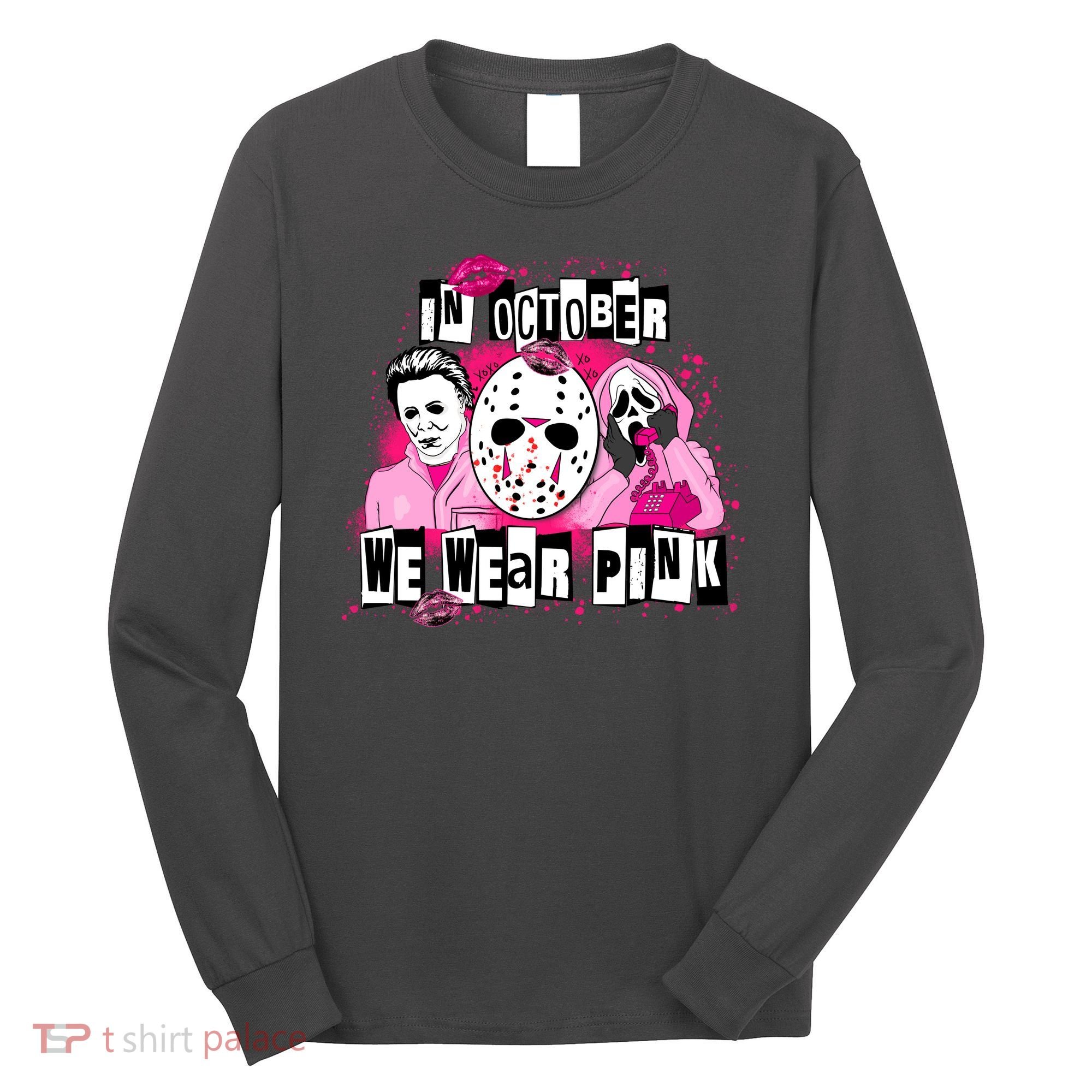 Breast Cancer Horror Movie Characters Halloween Long Sleeve Shirt