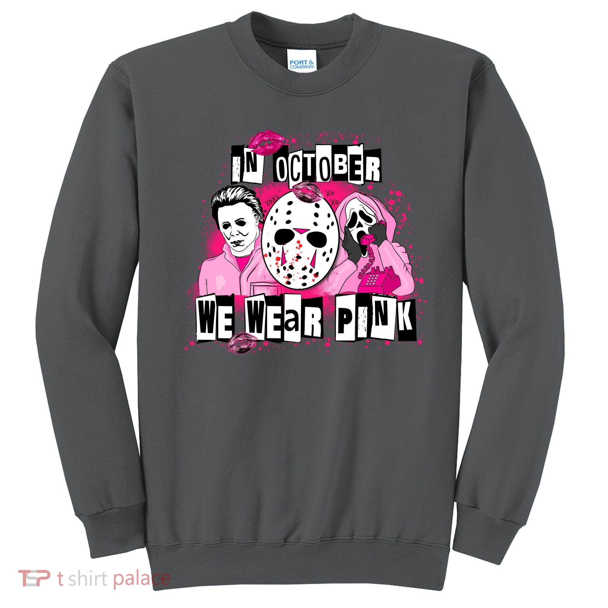 Breast Cancer Horror Movie Characters Halloween Sweatshirt