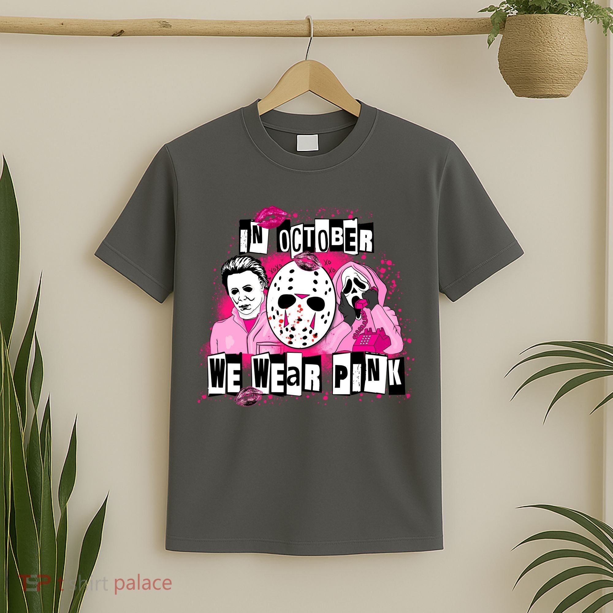 Breast Cancer Horror Movie Characters Halloween T-Shirt