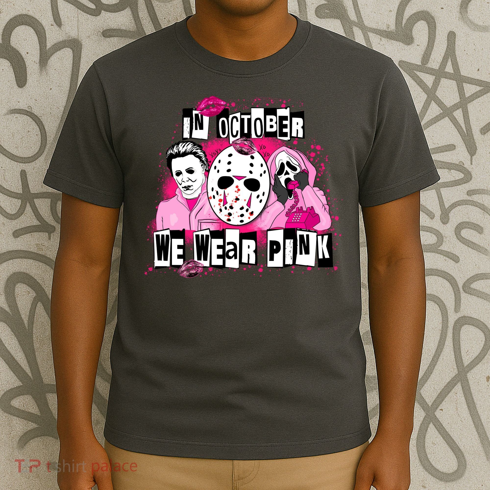 Breast Cancer Horror Movie Characters Halloween T-Shirt